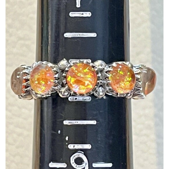 Artisan Jewelry - AURORA OPAL Southwestern Sterling Silver Infinity Ring Sz 8